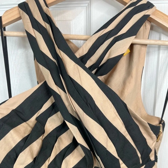 Leifsdottir Anthropologie Women's Black and Tan Striped  Sheath Dress Size 4 - Picture 4 of 11